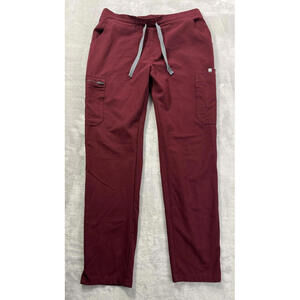 Figs Scrub Pants Womens Small Stretch 28" Inseam Burgundy Yola Skinny Drawstring